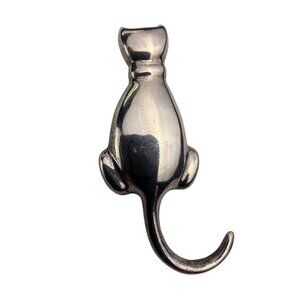 Zina Sterling Silver Cat Brooch Vintage Elegant Minimalist Jewelry Piece